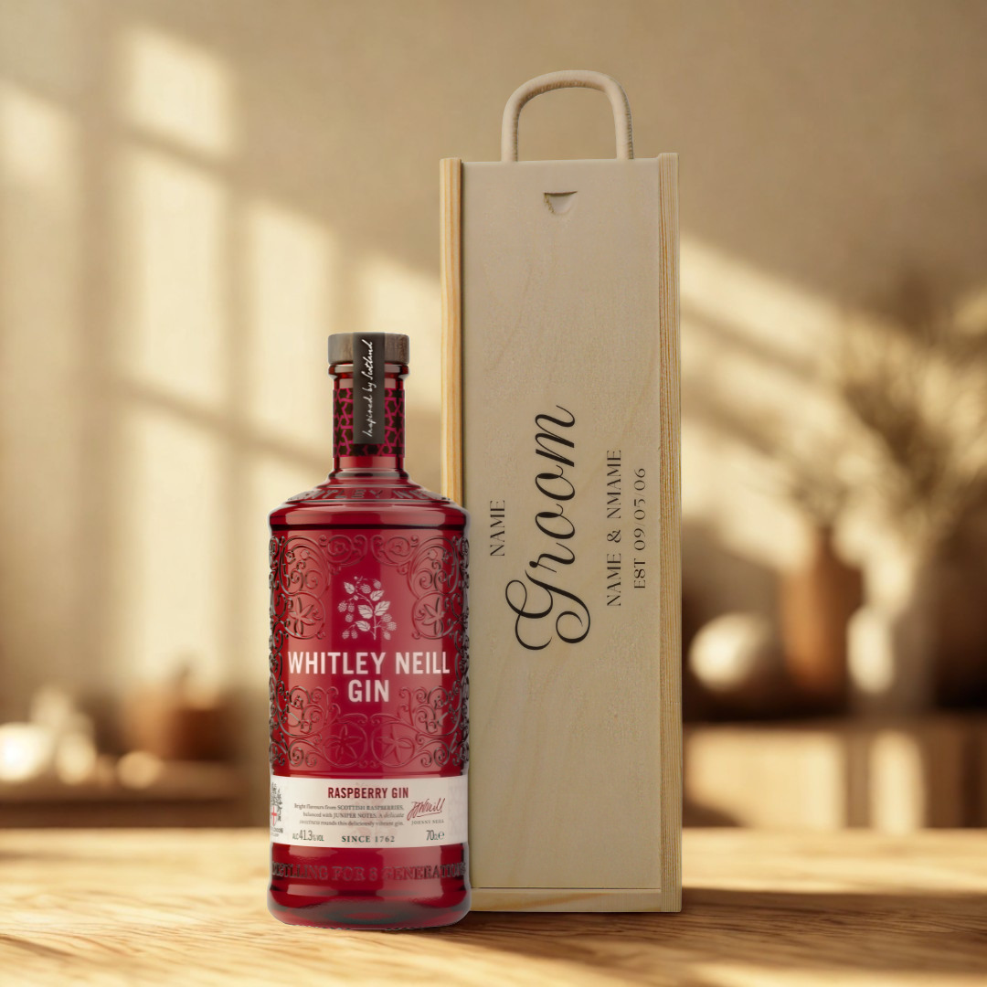 Personalised Groom Gin Gift Set with Wooden Presentation Box