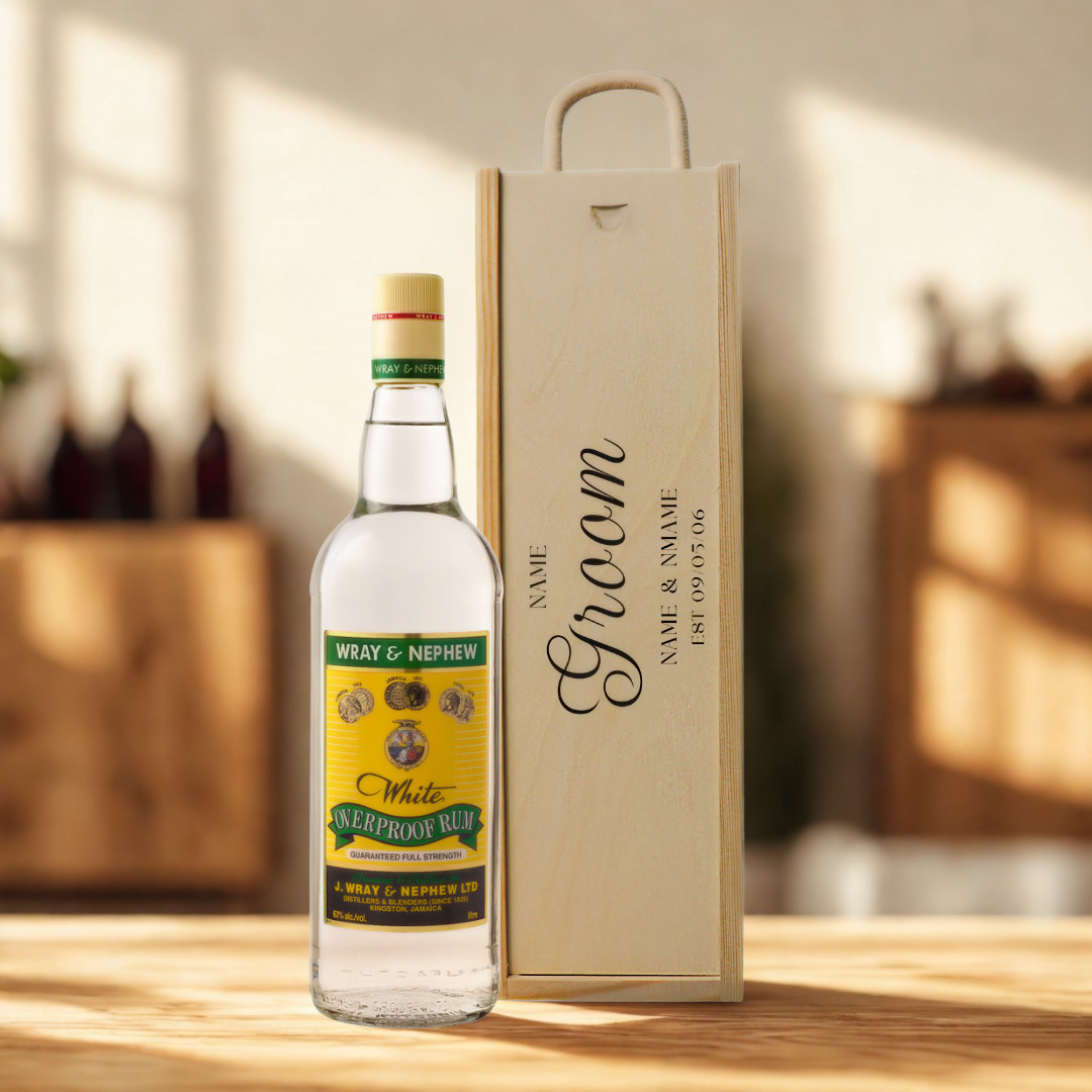 Personalised Groom Rum Gift Set with Wooden Presentation Box