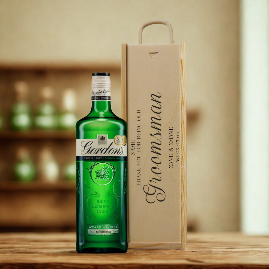 Personalised Groomsmen Gin Gift Set with Wooden Presentation Box