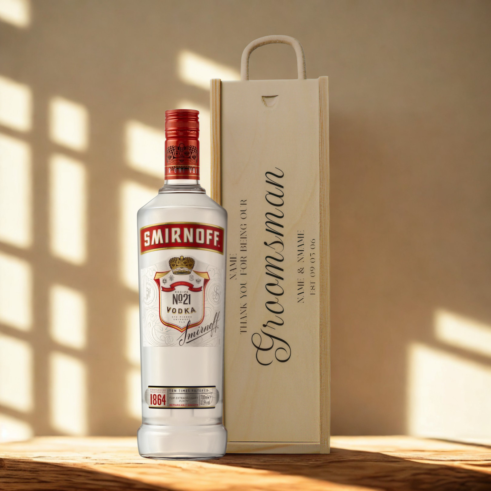 Personalised Groomsmen Vodka Gift Set with Wooden Gift Box