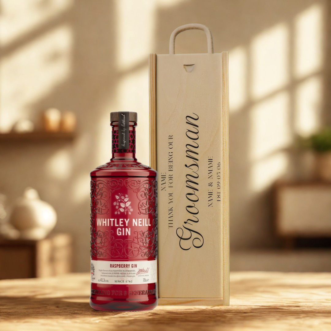 Personalised Groomsmen Gin Gift Set with Wooden Presentation Box