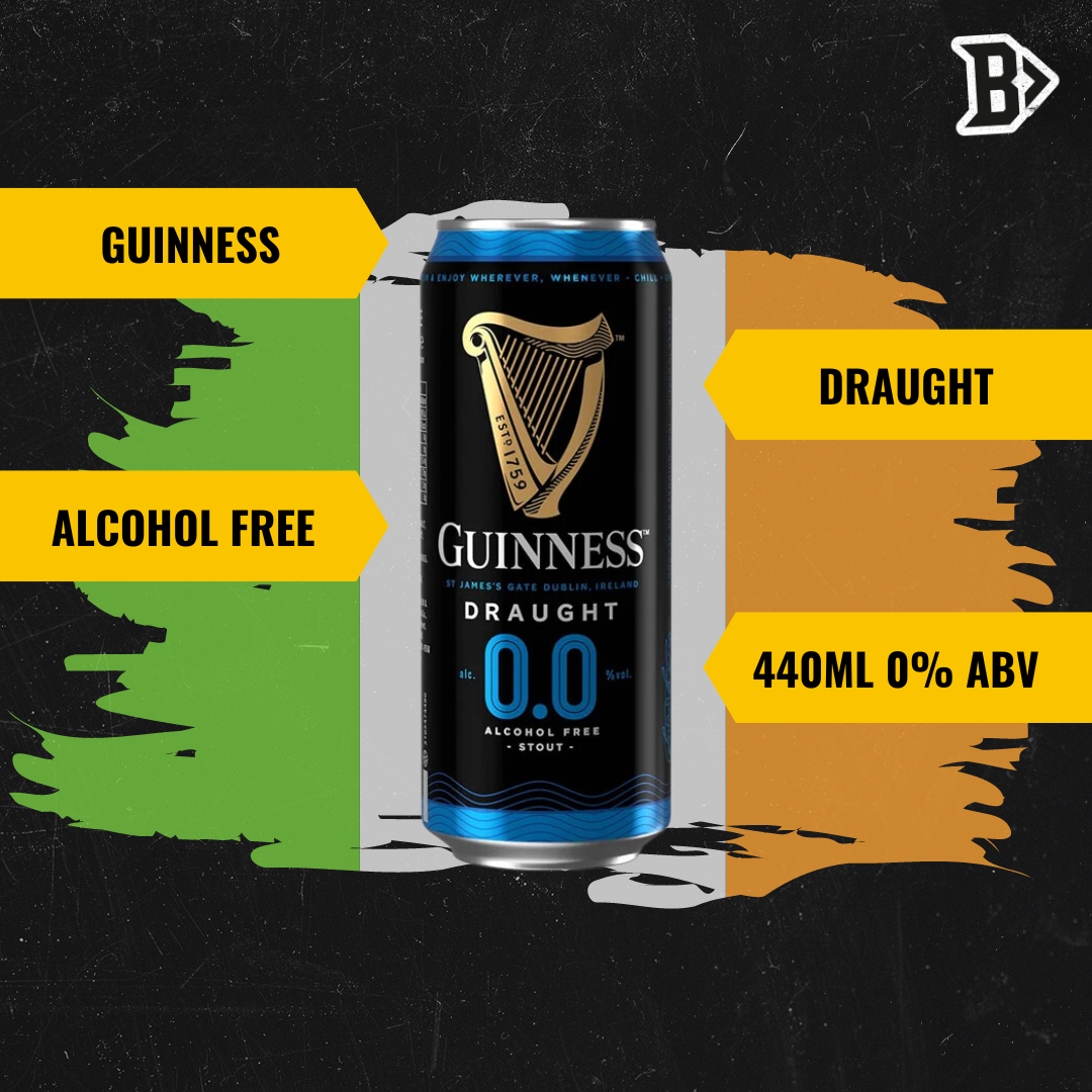 Guinness Draught Alcohol Free Stout 440ml Cans (12 Pack) - 0.0% ABV - BEERHUNTER