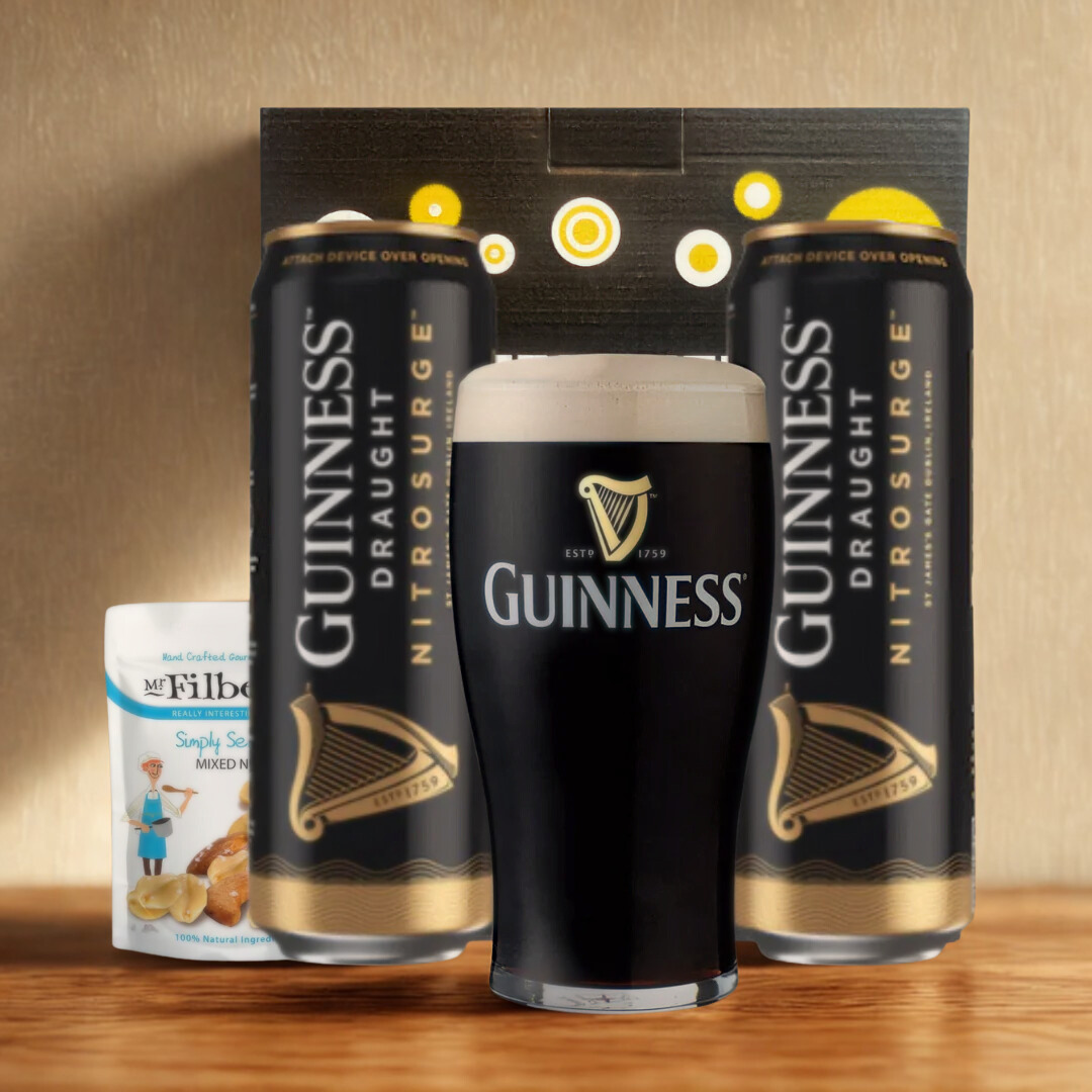 Guinness NitroSurge Stout Cans Gift Set with Guinness Glass (2 Pack)