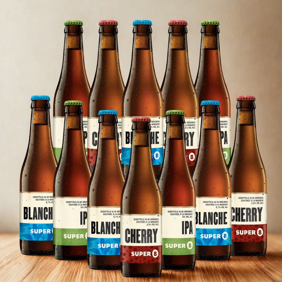 Haacht Super 8 Mixed Belgian Beer Case – 12 Pack (IPA, Blanche, Cherry)
