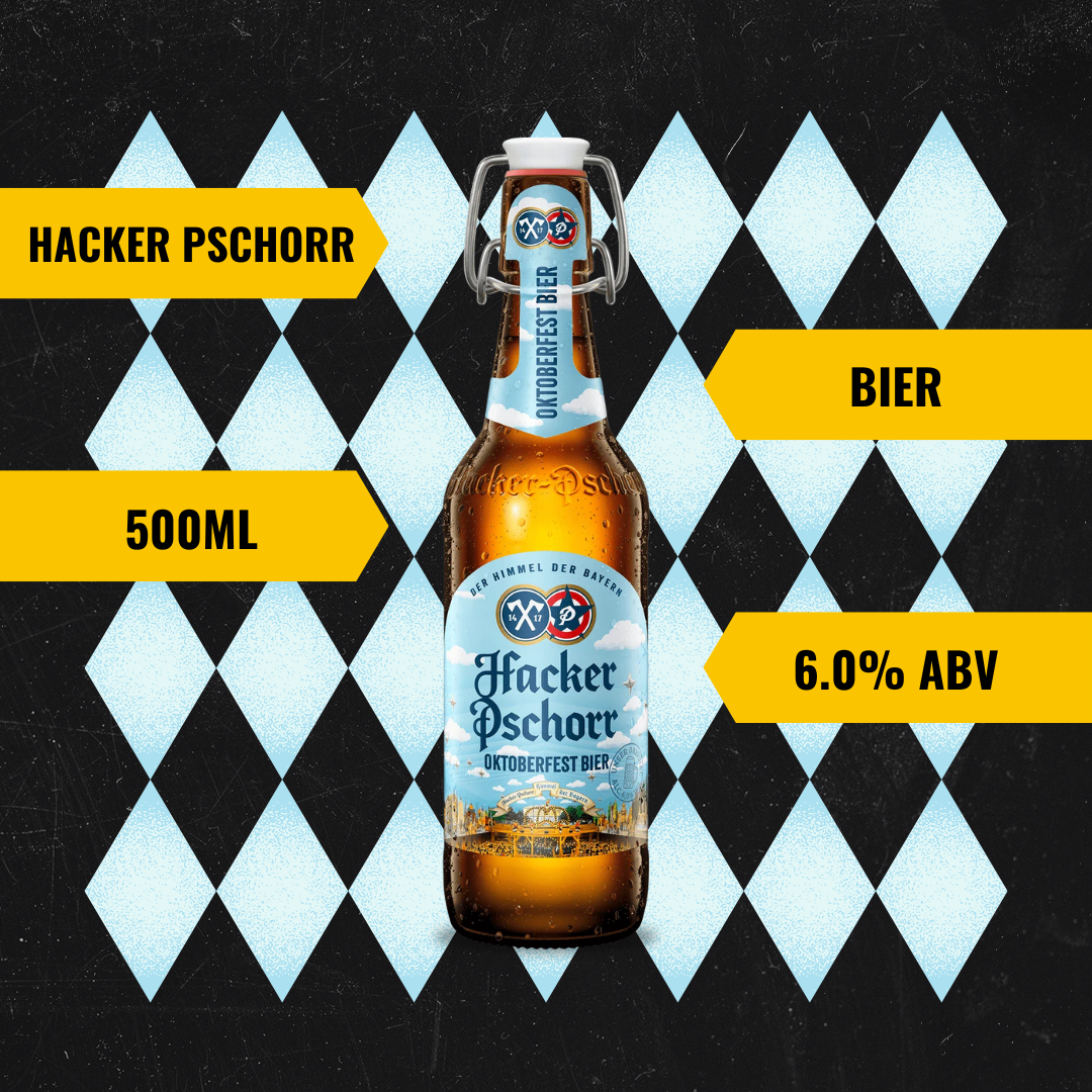 Hacker Pschorr Oktoberfest Limited Edition Bier Beer 500ml Bottles - 6.0% ABV (12 Pack)