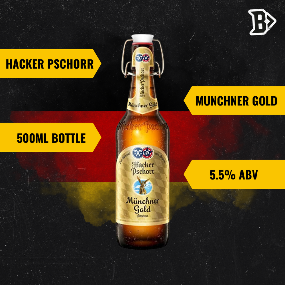 Hacker Pschorr Münchner Gold German Helles Lager 500ml Bottles - 5.5% ...