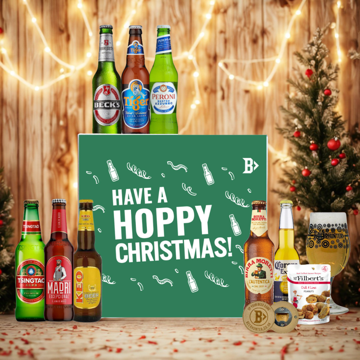 Lager Hoppy Christmas Gift Box with Glass – Premium Lager Beer Christmas Gift Selection (8 Pack)