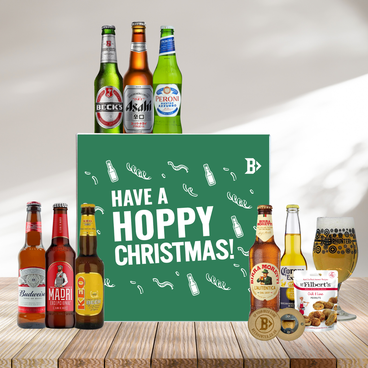 Lager Hoppy Christmas Gift Box with Glass – Premium Lager Beer Christmas Gift Selection (8 Pack)
