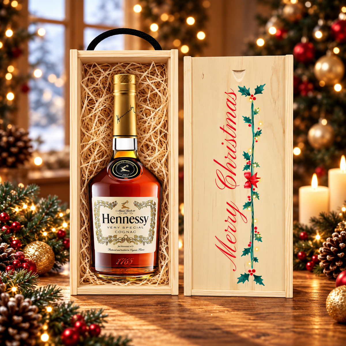 Merry Christmas Hennessy Very Special Cognac gift set - 40% ABV - 70cl