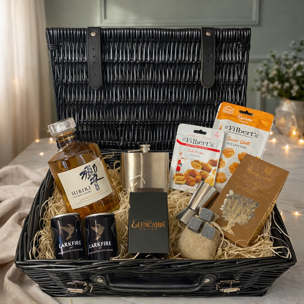 Hibiki Japanese Harmony Whisky 16" Luxury Gift Hamper with Chocolates and Accessories - 70cl (43% ABV)