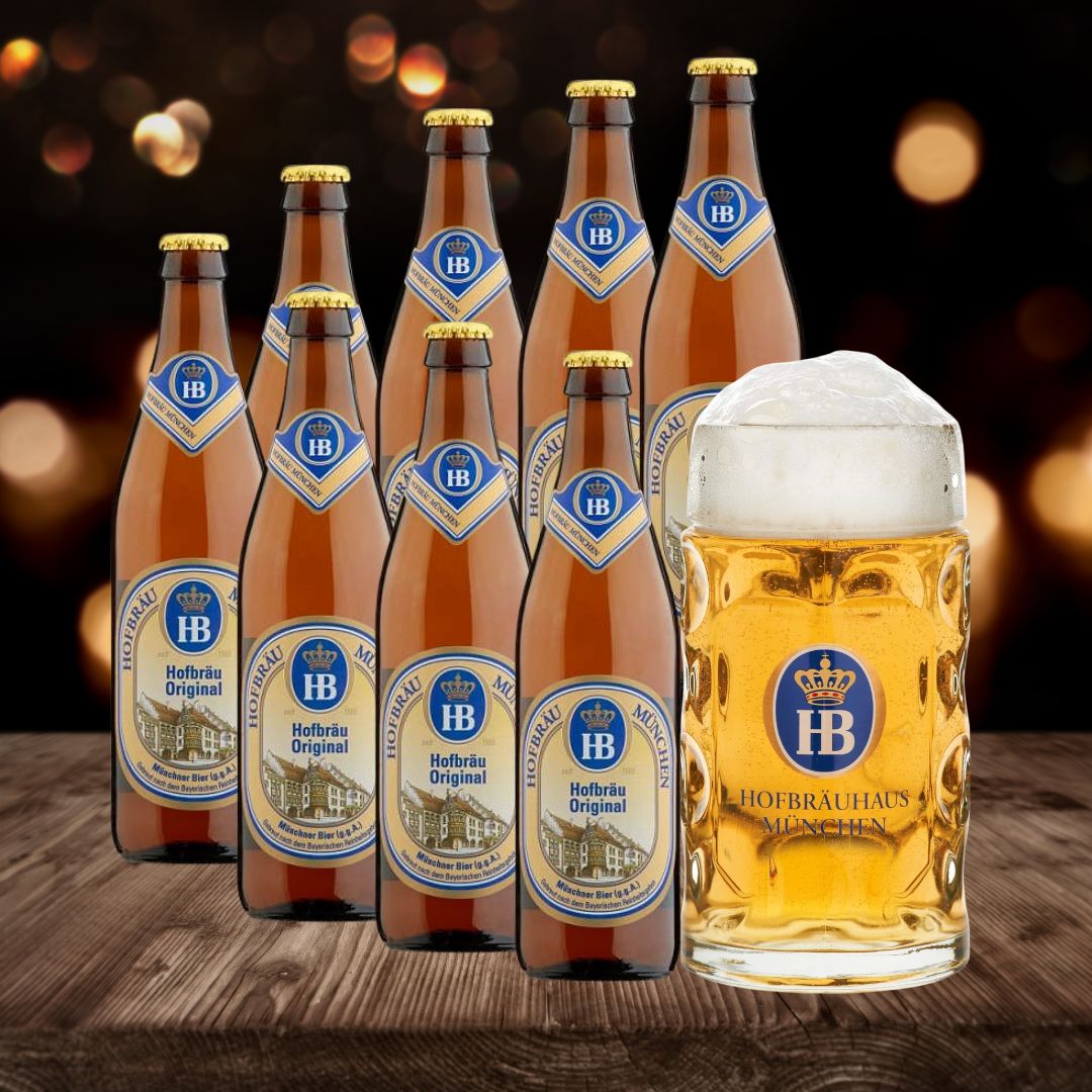 Hofbräu Original Beer 500ml Bottles with FREE Hofbrau Stein - 5.8% ABV (8 Pack)