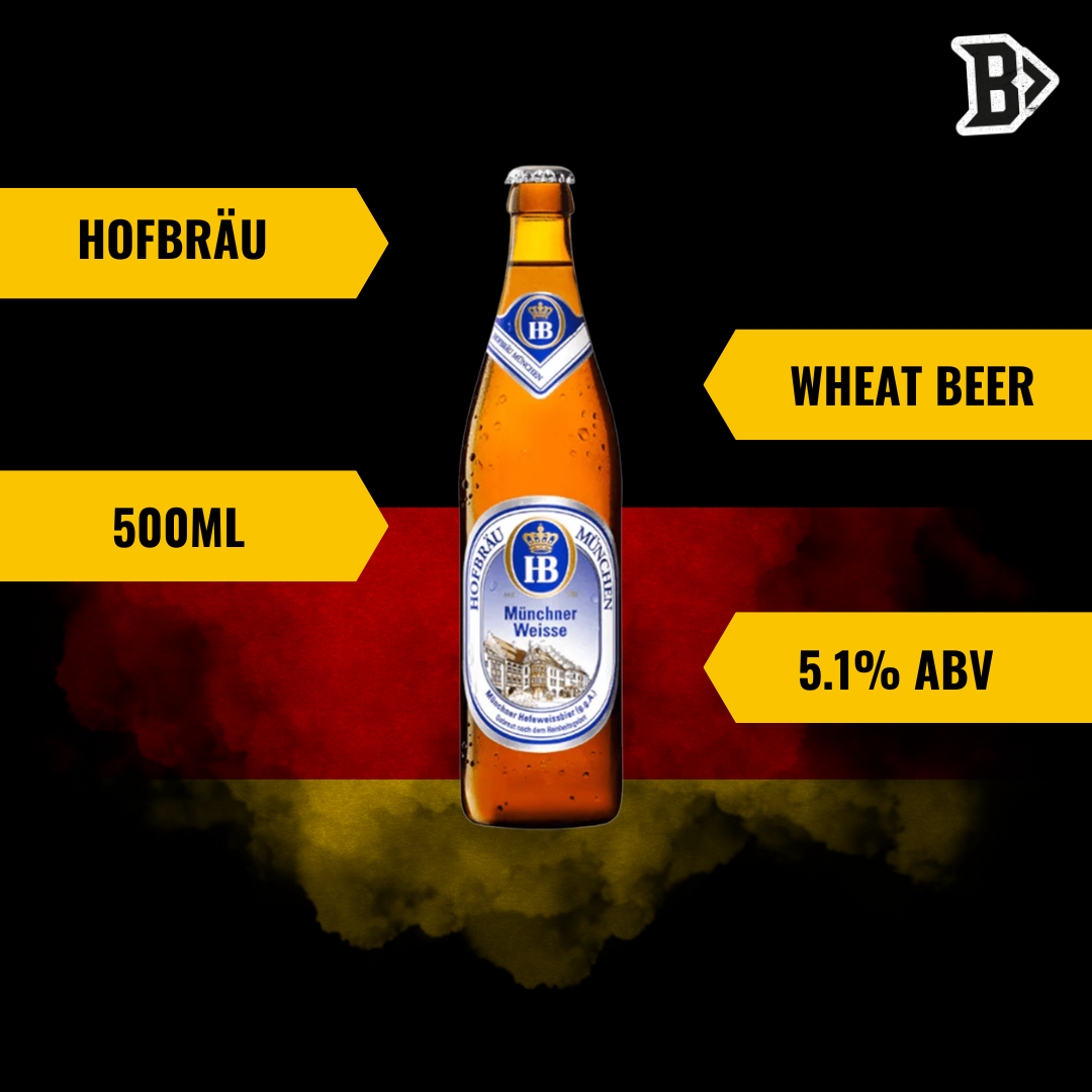 Hofbräu Münchner Weisse German Wheat Beer 500ml Bottles - 5.1% ABV (12 Pack)