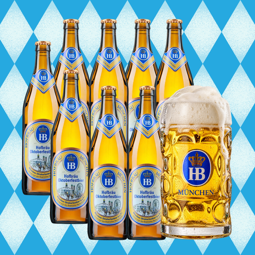 Hofbräu Oktoberfest Beer 500ml Bottles with FREE Hofbrau Stein - 6.3% ABV (8 Pack)
