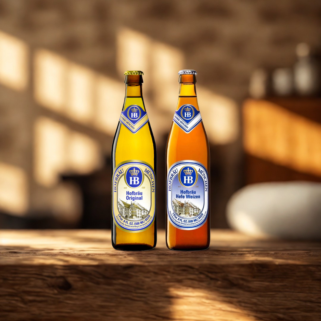 Hofbräu München Mixed Case 500ml Bottles (12 Pack) – Original & Hefe Weiss Beer