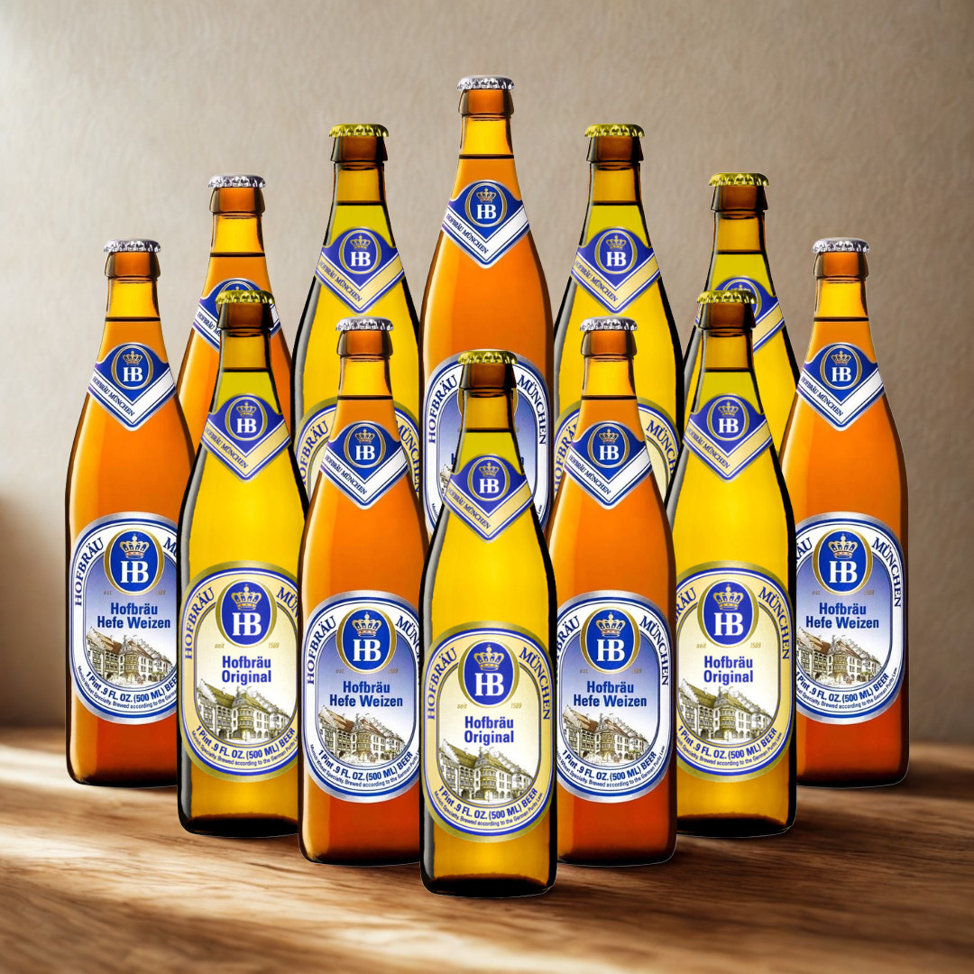 Hofbräu München Mixed Case 500ml Bottles (12 Pack) – Original & Hefe Weiss Beer