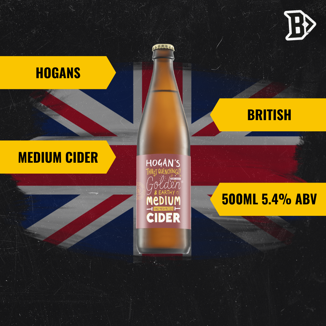 Hogan's British Medium Cider 500ml Bottles - 5.4% ABV - BEERHUNTER