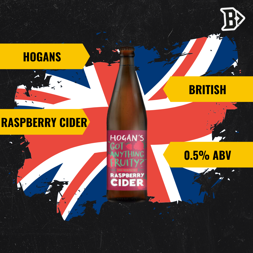 Hogan's High Sobriety Raspberry British Cider 330ml Bottles - 0.50% ABV (12 Pack)