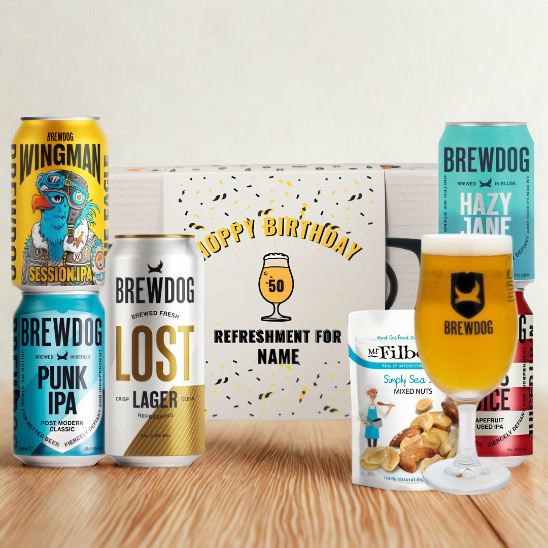 Personalised Brewdog Birthday Craft Beer Gift Set - IPA, Pale Ale &amp; Lager (5 x 330ml)