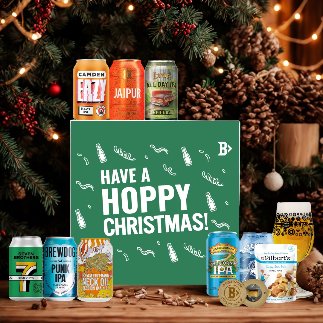 IPA Craft Beer Hoppy Christmas Gift Box with Glass – Premium IPA Beer Christmas Gift Selection (8 Pack)