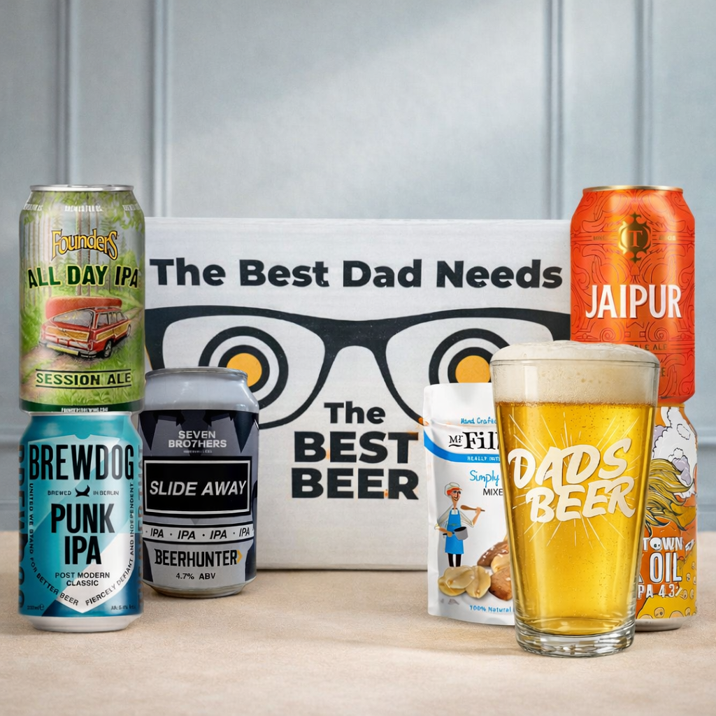 IPA Craft Beer “Best Dad” Gift Pack (5 Cans) with Dad’s Beer Glass