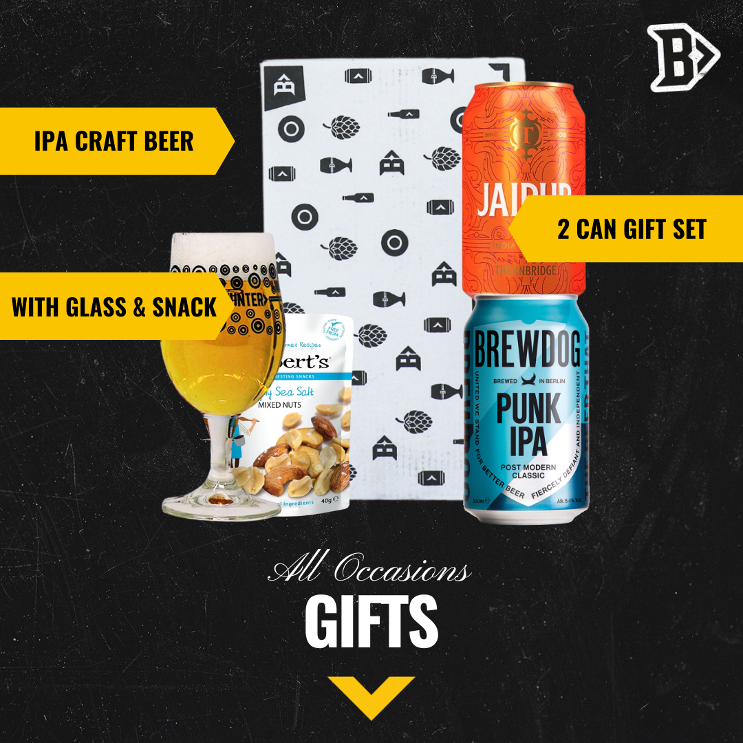 IPA Craft Beer 2 Can Gift Set with Beerhunter Glass (330ml Cans) - BEERHUNTER