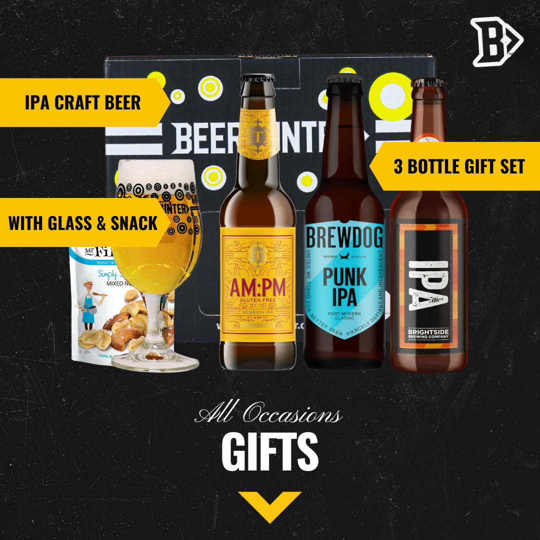 IPA Craft Beer Gift Set with Glass (3 Pack) - BEERHUNTER