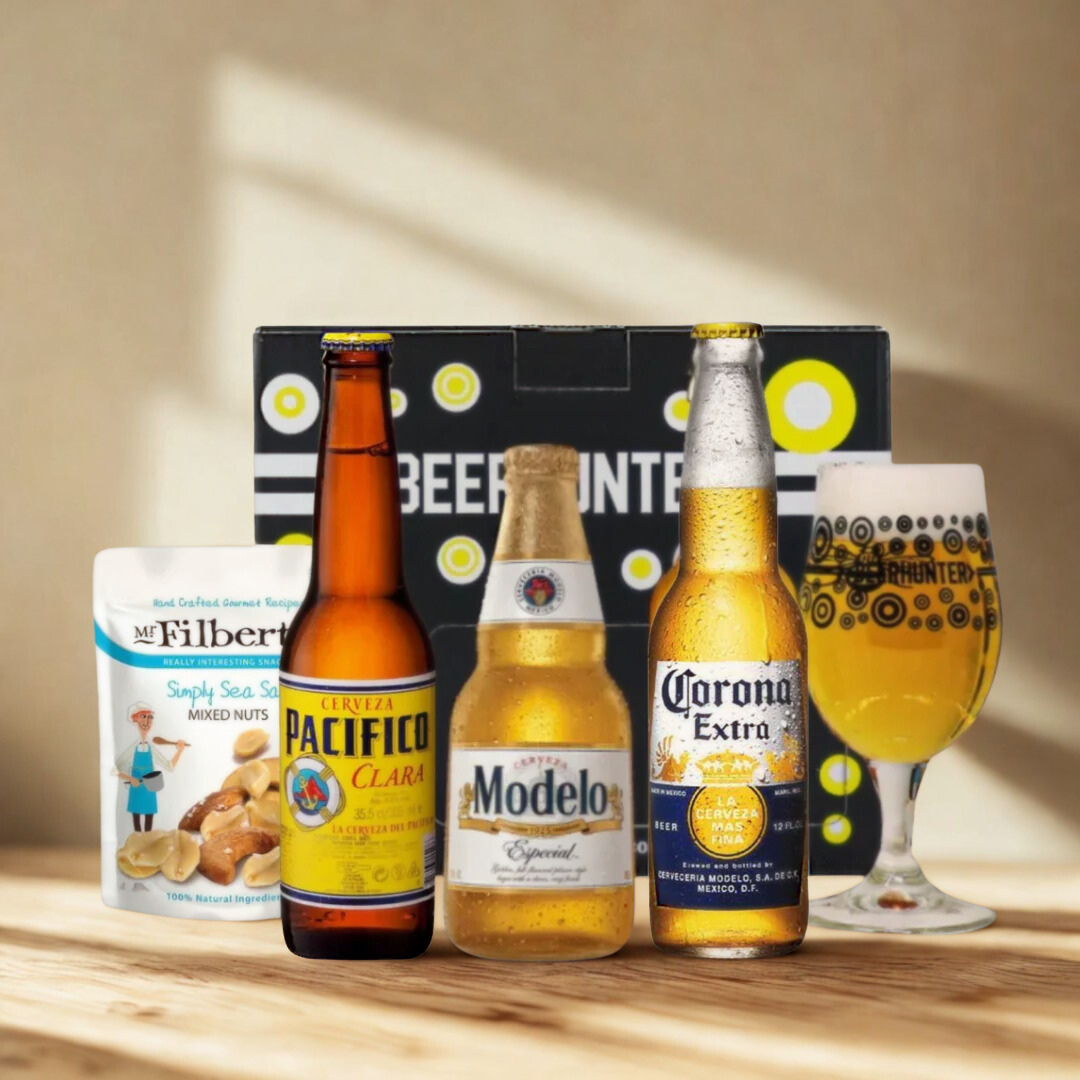 Introduction to Mexican Lager Gift Set with Beerhunter Glass (3 Pack)