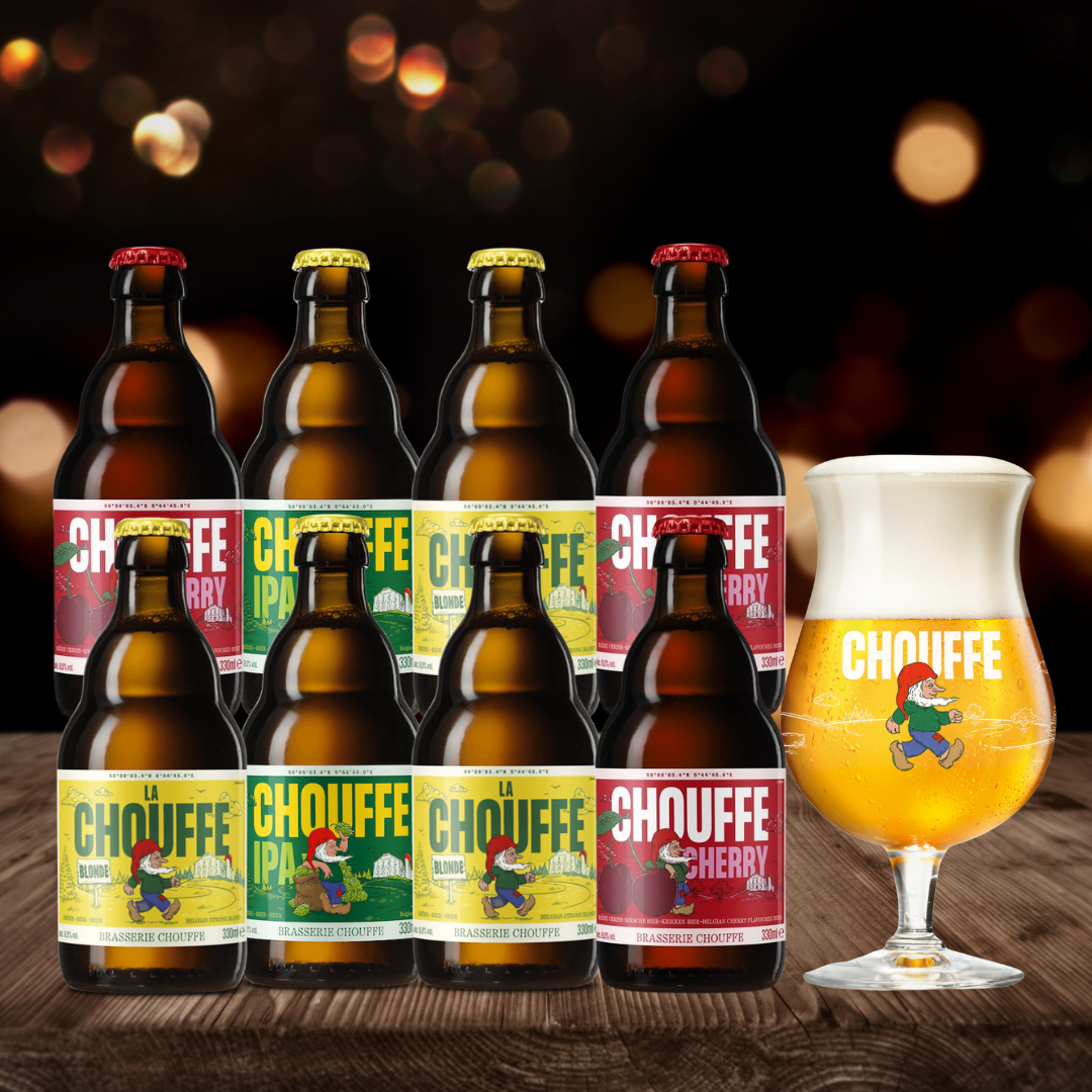 La Chouffe Mixed Beer Case With FREE CHOUFFE GLASS 8x 330ml (8.0% - 9.0% ABV)