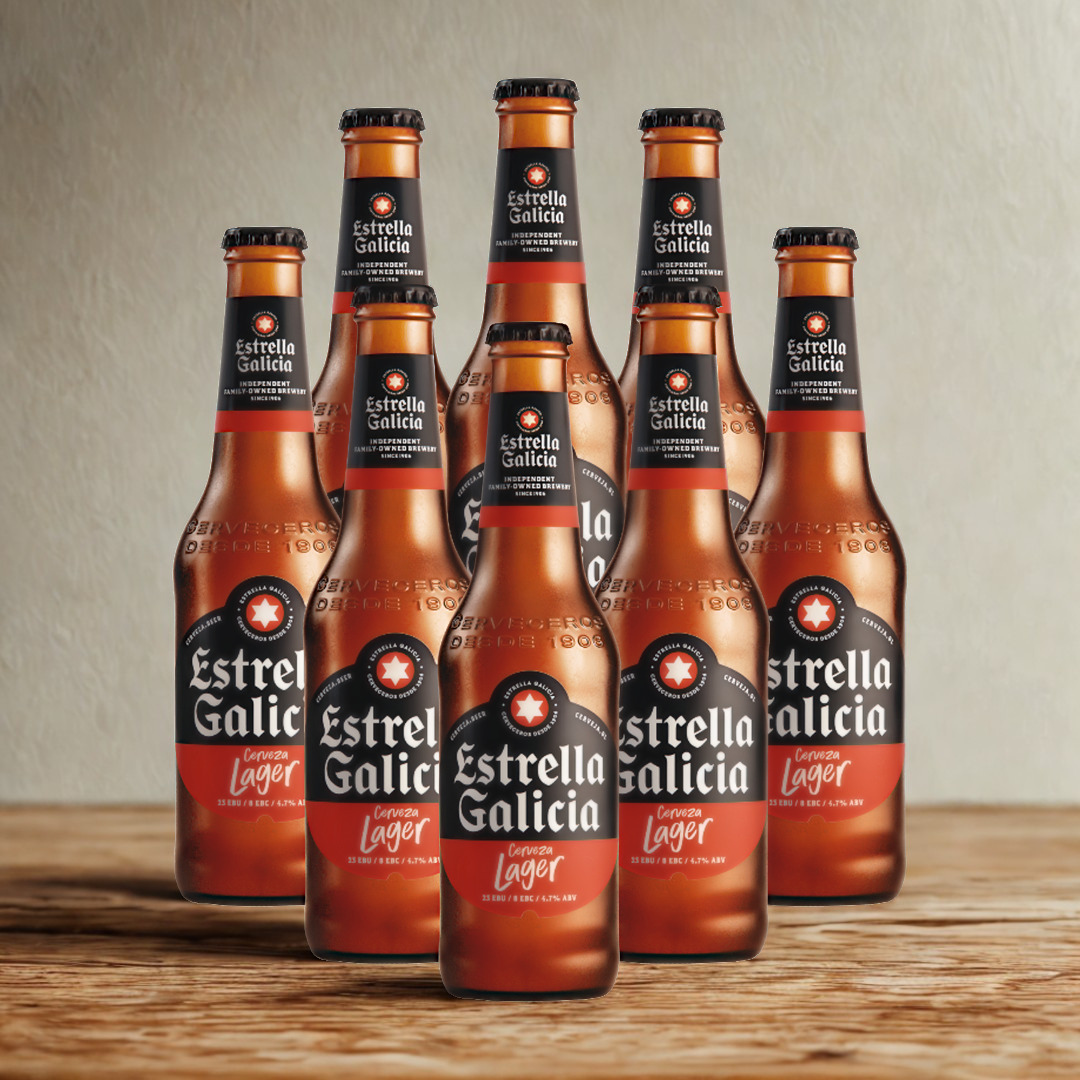 Estrella Galicia Cerveza Lager 330ml Bottles 4.7% ABV (Multipack)
