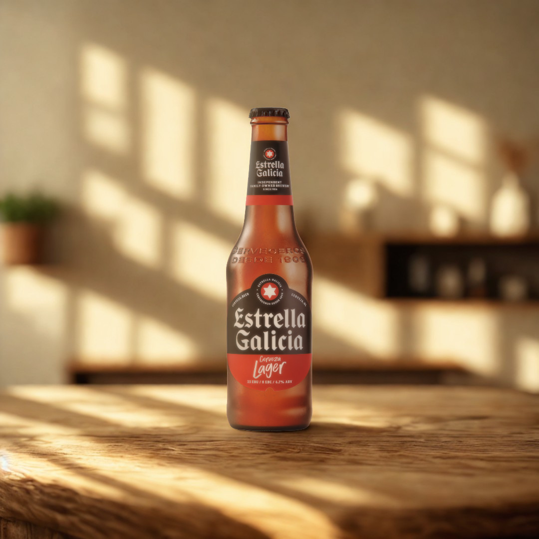 Estrella Galicia Cerveza Lager 330ml Bottles 4.7% ABV (Multipack)