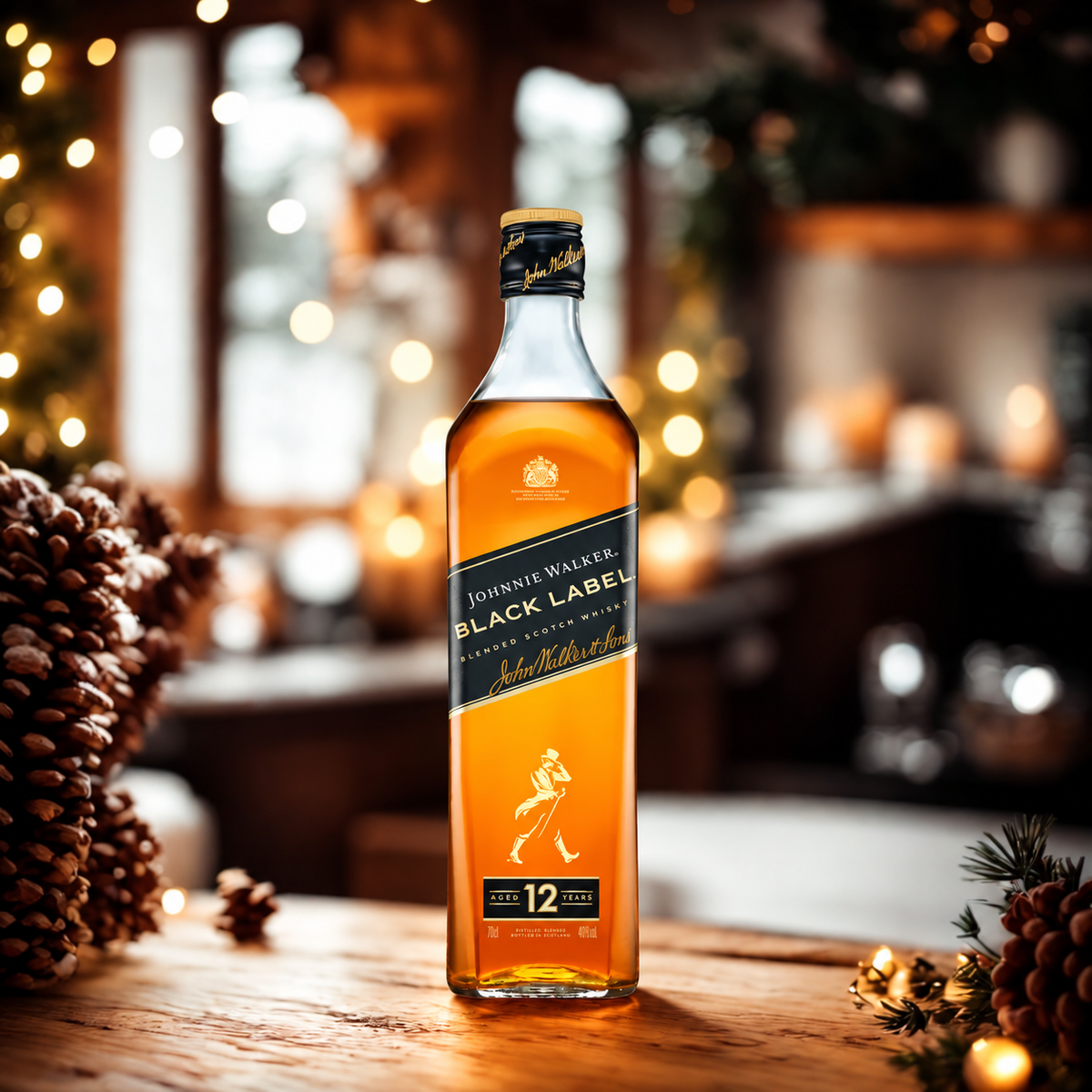 Merry Christmas Johnnie Walker Black Label 12 Year Old Scotch Whisky - 40% ABV