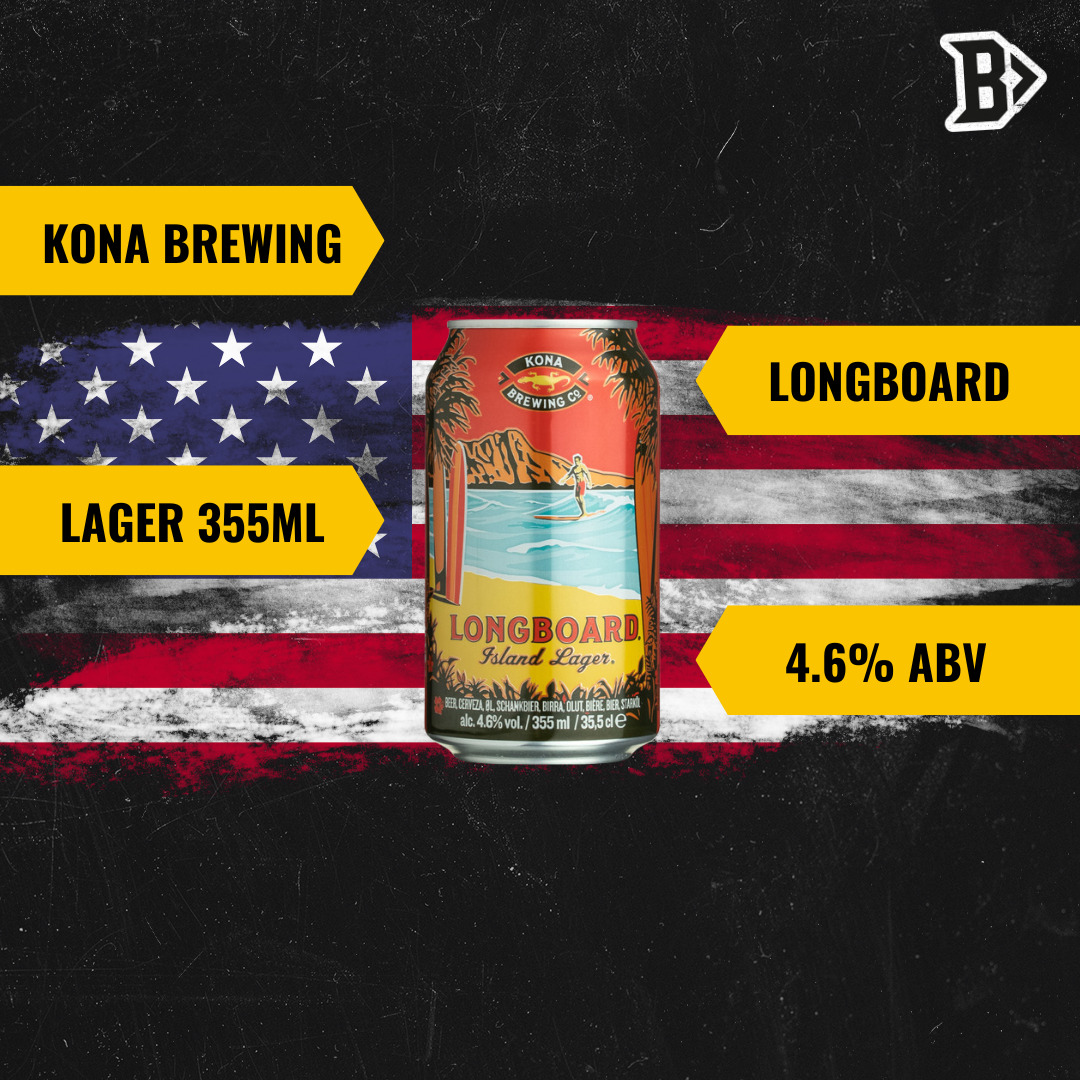 Kona Brewing Co Longboard Island lager 355ml Can - 4.6% ABV (12 Pack) - BEERHUNTER