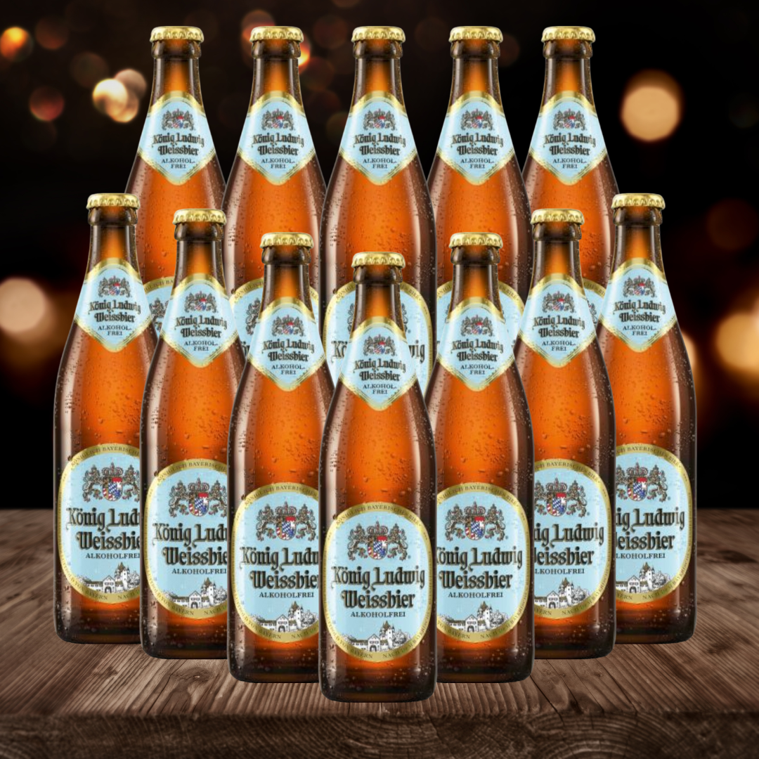 Konig Ludwig Weiss Alkoholfrei German Wheat Beer 500ml Bottles - 0.5% ABV (12 Multipack)