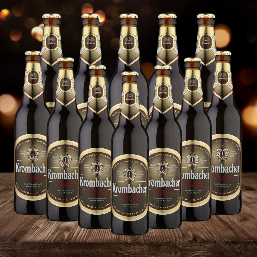 Krombacher Dunkel Dark German Lager 500ml Bottles (12 Pack) - 4.7% ABV - BEERHUNTER