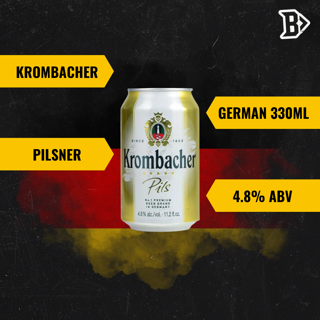 Krombacher Pils German Premium Lager 330ml Cans (12 Pack) - 4.8% ABV - BEERHUNTER