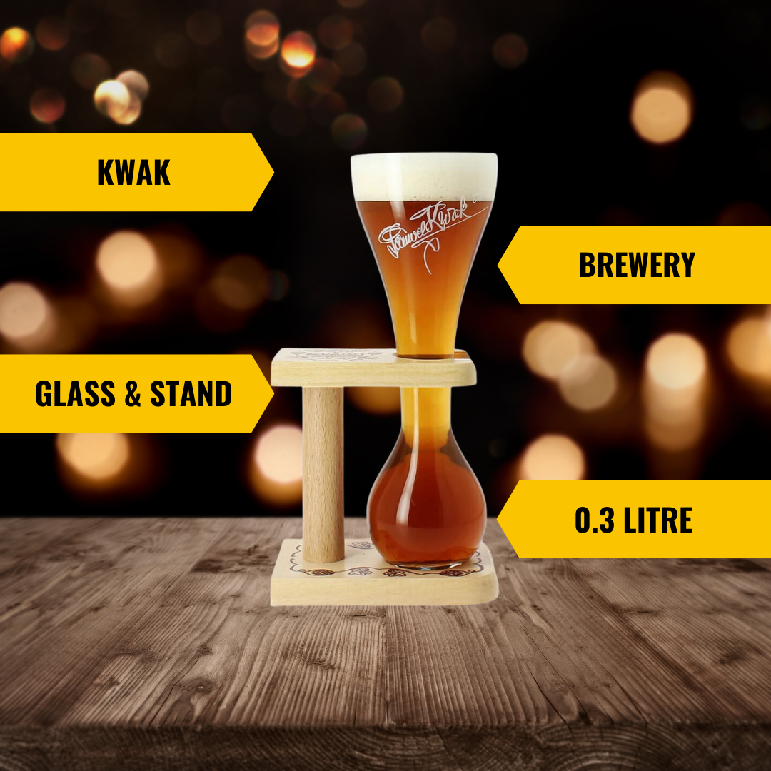 Kwak Belgium Drinking Glass With Stand - BEERHUNTER