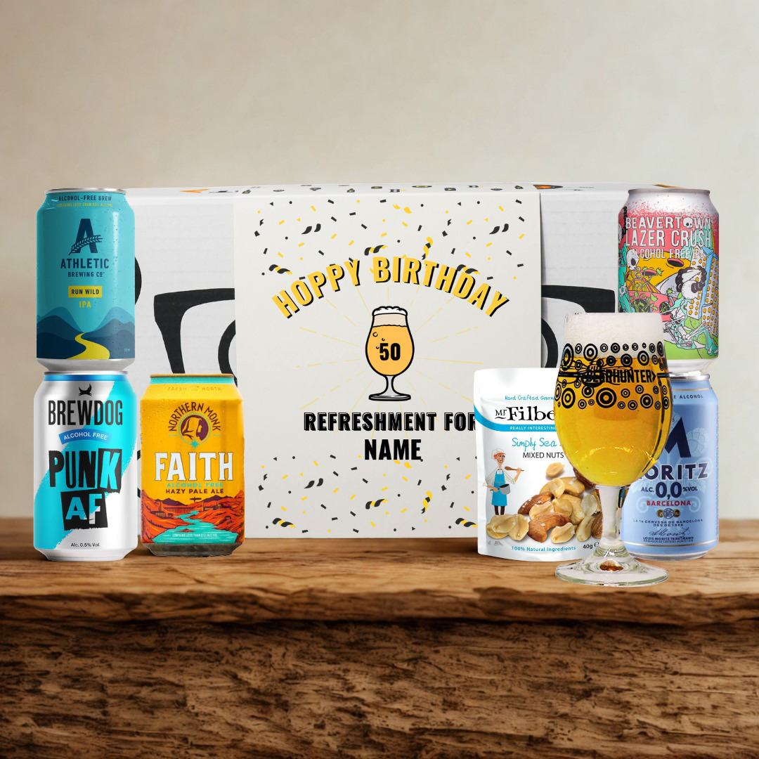 Personalised Hoppy Birthday Alcohol Free Beer Gift Set (5 Can Selection)