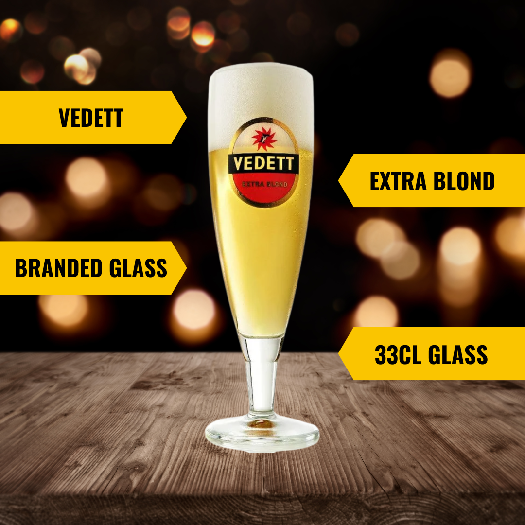 Vedett Extra Blond 330ml Tulip Glass