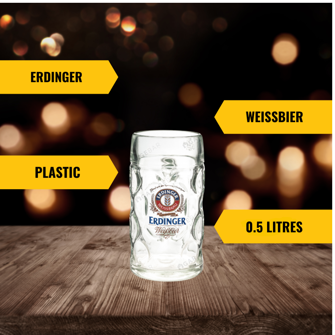 ERDINGER Plastic 0.5L Beer Stein – Reusable Branded German Wheat Beer Festival Mug