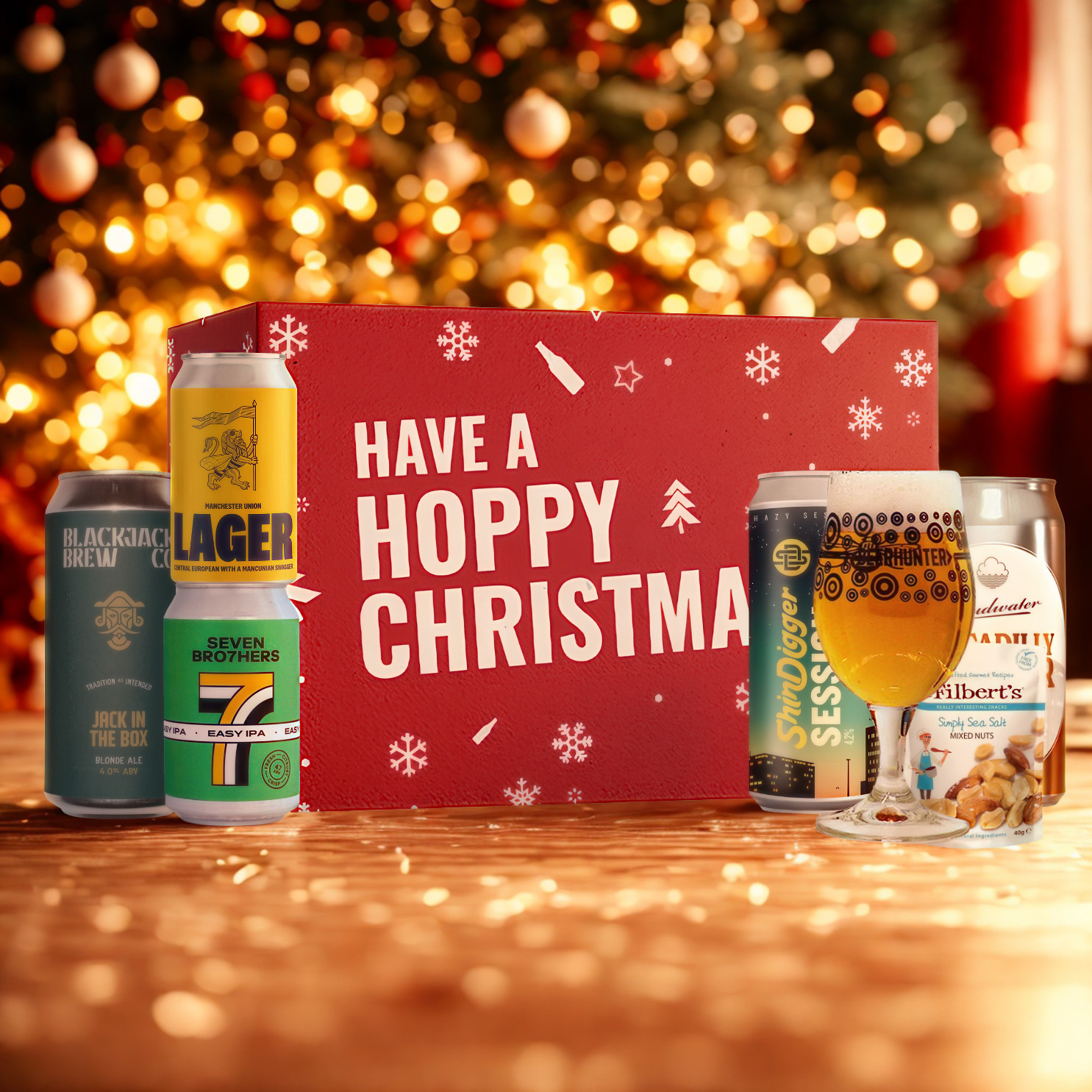 Hoppy Christmas Best of Manchester Craft Beer Gift Pack with Glass – 5 Cans