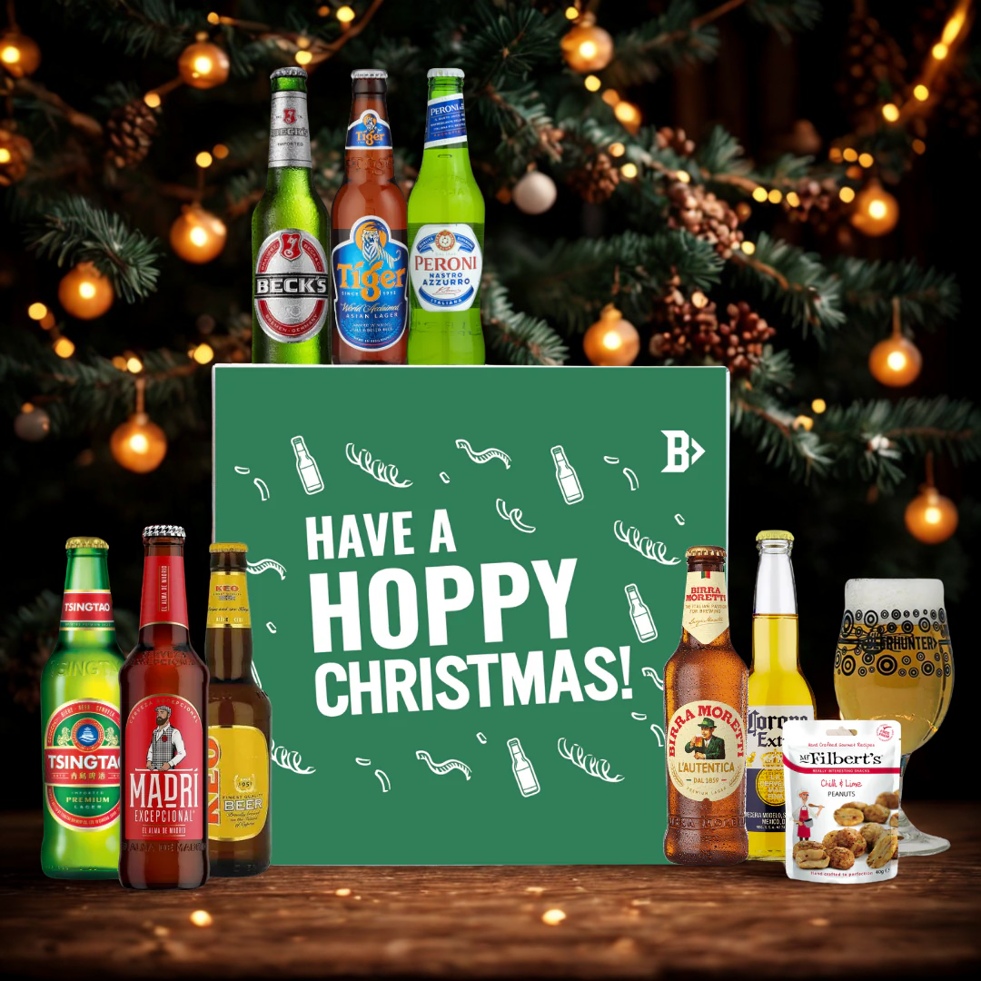 Lager Hoppy Christmas Gift Box with Glass – Premium Lager Beer Christmas Gift Selection (8 Pack)