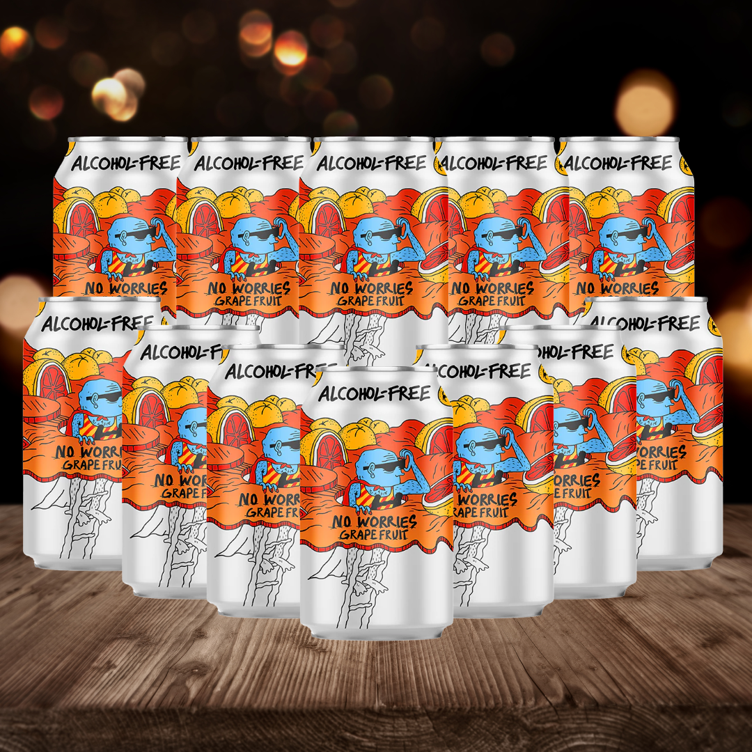 Lervig No Worries Grapefruit Norwegian Alcohol-Free Beer 330ml Cans - 0.5% ABV (12 Pack) - BEERHUNTER