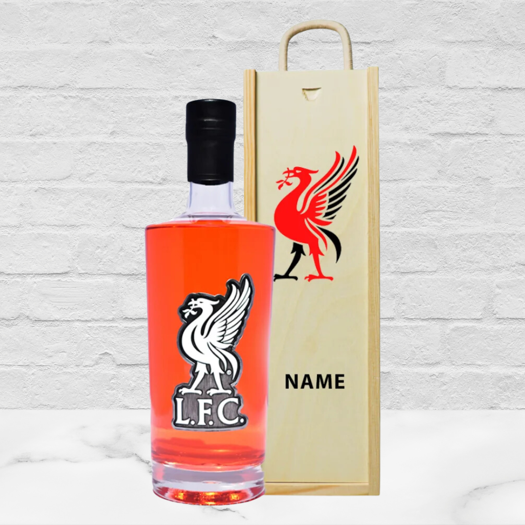 Liverpool Football Strawberry &amp; Rhubarb Vodka in Personalised Presentation Box (70cl) - 37.5% ABV - BEERHUNTER