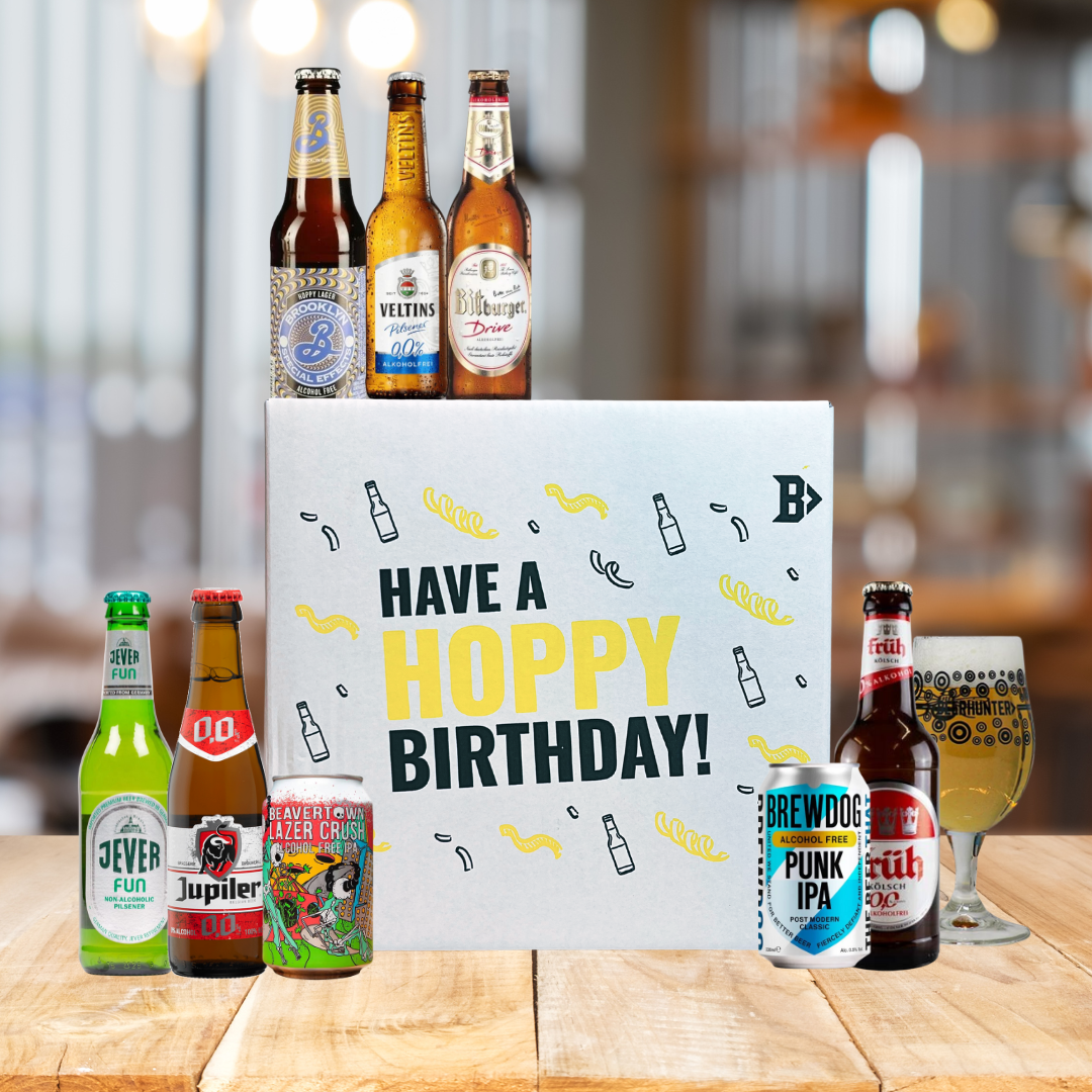 Low Alcohol Beer Hoppy Birthday Gift Box with Glass - (8 Pack)