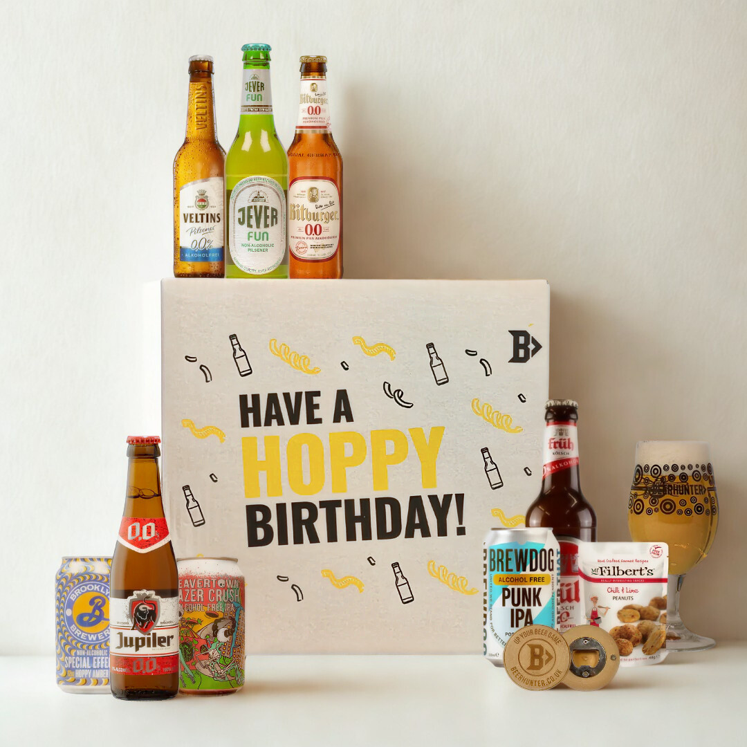 Low Alcohol Beer Hoppy Birthday Gift Box with Glass - (8 Pack)