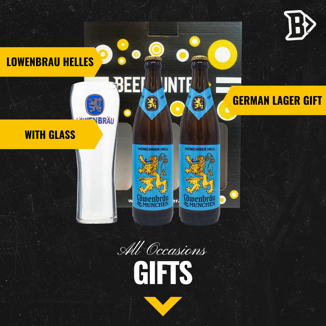 Lowenbrau Helles German Lager Gift Set with Official Lowenbrau Glass (2 Pack)