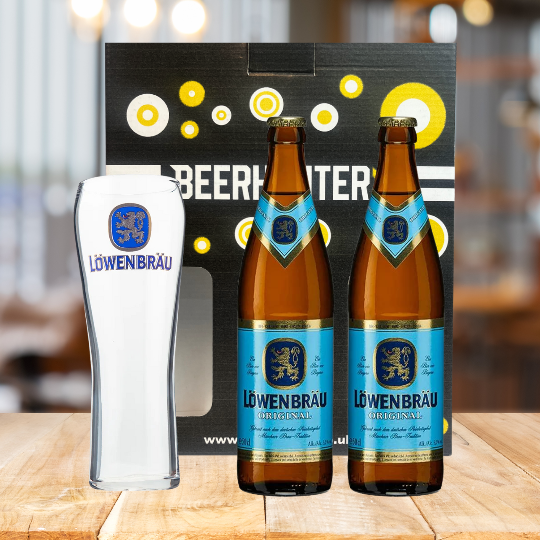 Lowenbrau Helles German Lager Gift Set with Official Lowenbrau Glass (2 Pack) - BEERHUNTER