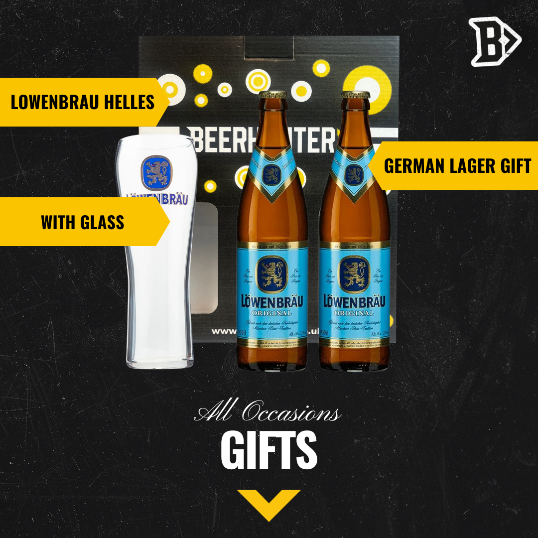 Lowenbrau Helles German Lager Gift Set with Official Lowenbrau Glass (2 Pack) - BEERHUNTER