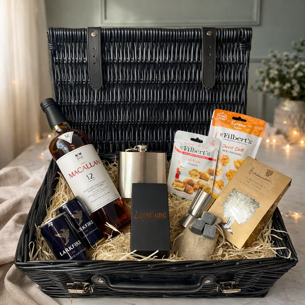 Macallan 12 Year Double Cask Scotch Whisky 16" Luxury Gift Hamper with Chocolate and Accessories - 70cl (43% ABV)