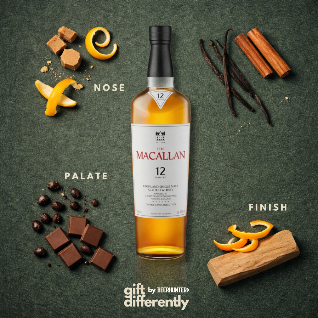 Macallan 12 Year Double Cask Scotch Whisky 16" Luxury Gift Hamper with Chocolate and Accessories - 70cl (43% ABV)